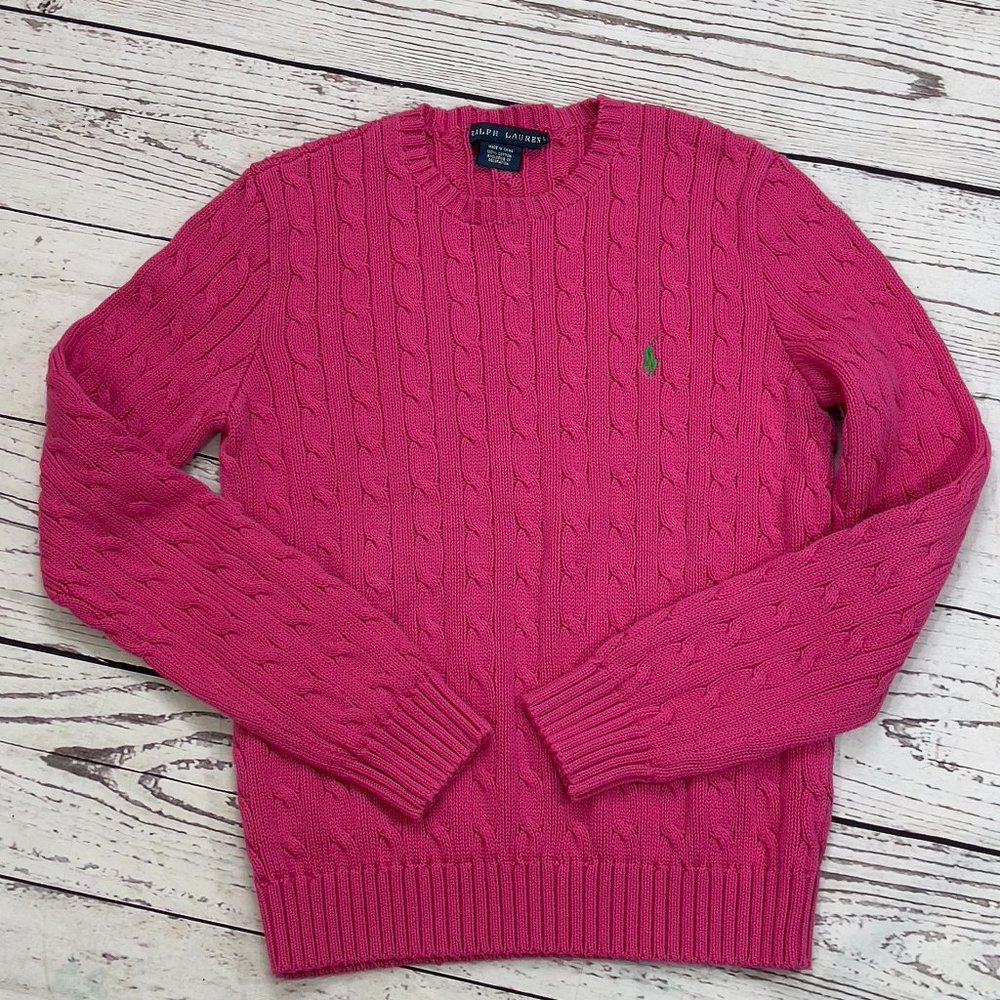 Ralph Lauren Cable Knit Pink Sweater Large